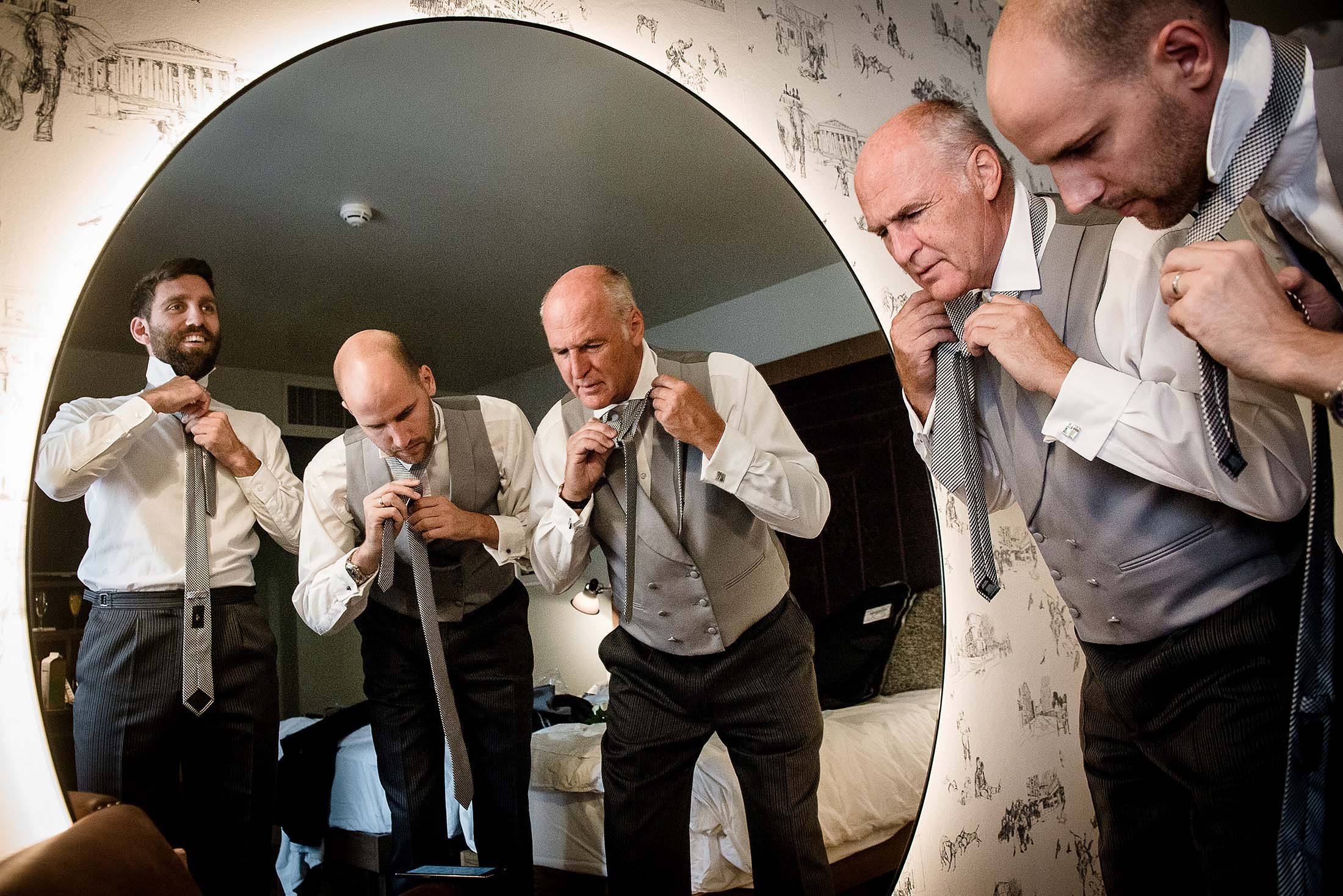 Groomsmen getting ready at London Wedding